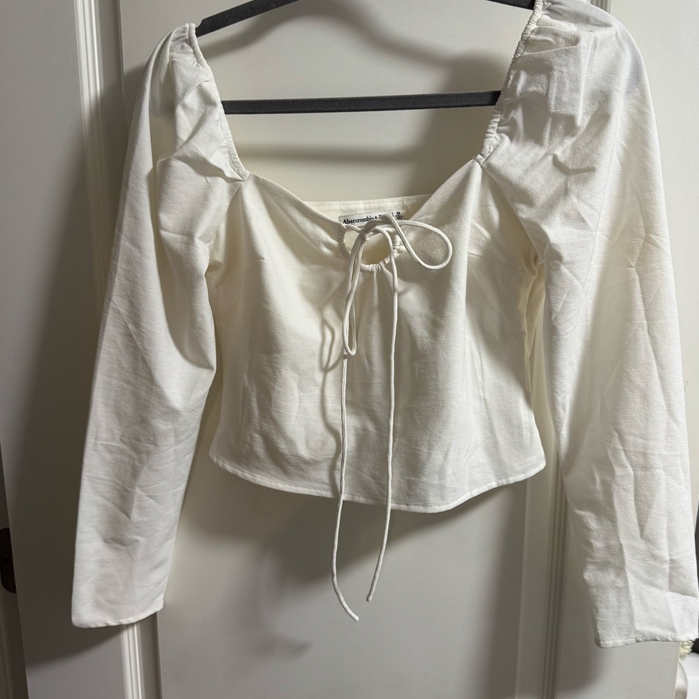 Abercrombie & Fitch Cream Long Sleeve Blouse
